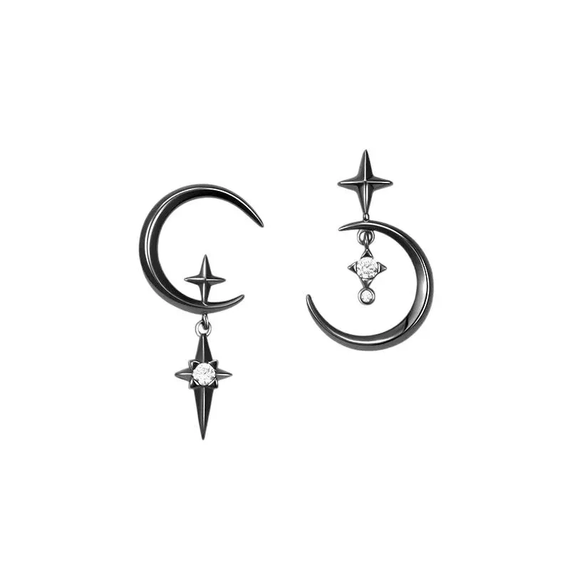 Crystal Earrings Star Moon Design Pendant Eardrop For Women Stud Trendy Dangle Earrings