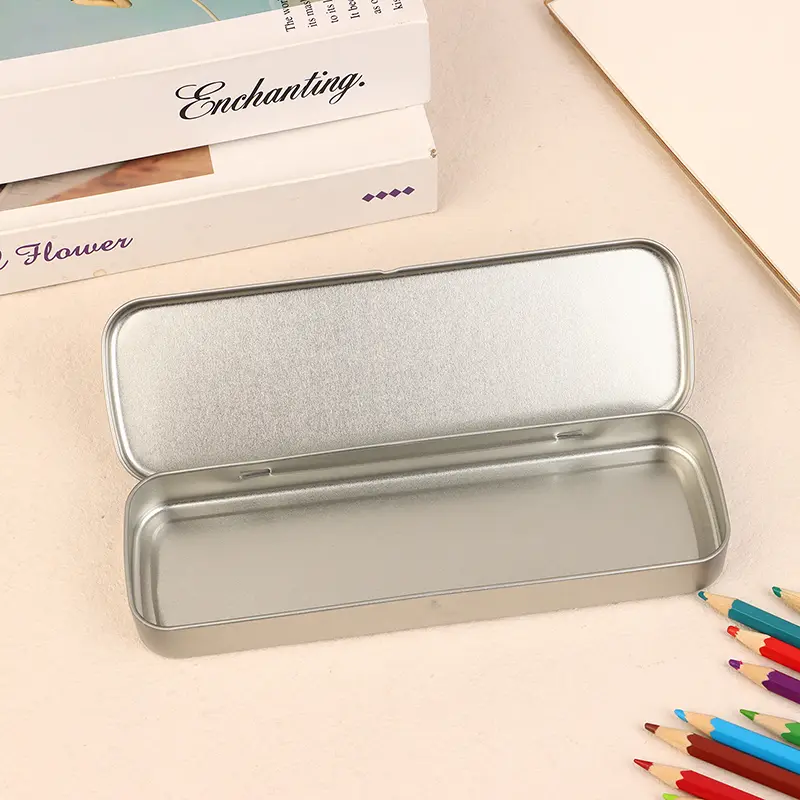 Iron Pen Box Spacious Metal Pencil Stationery Box Rectangular Heavy Duty Fountain Pen Case for Students