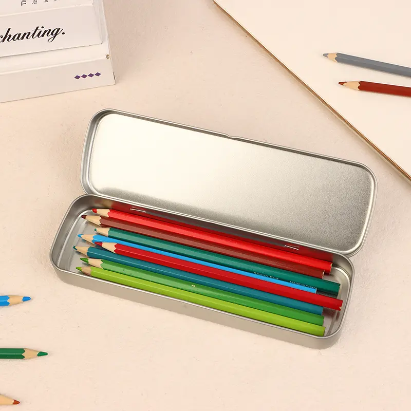 Iron Pen Box Spacious Metal Pencil Stationery Box Rectangular Heavy Duty Fountain Pen Case for Students