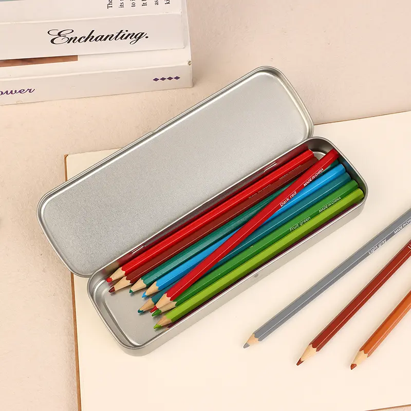 Iron Pen Box Spacious Metal Pencil Stationery Box Rectangular Heavy Duty Fountain Pen Case for Students