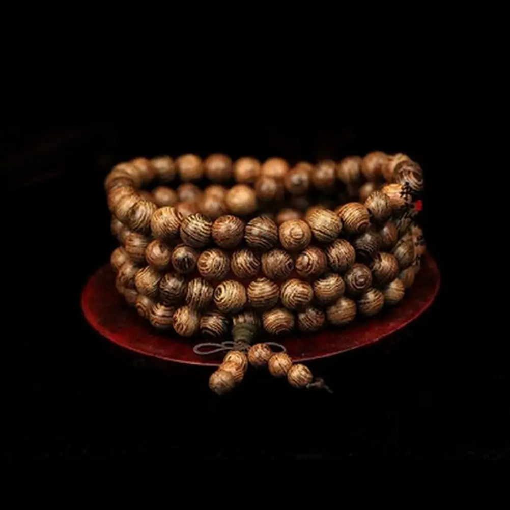 Multilayer Wenge Prayer Beads Tibetan Buddhist Mala Buddha Bracelet Rosary 108 Wooden Beaded For Women Men