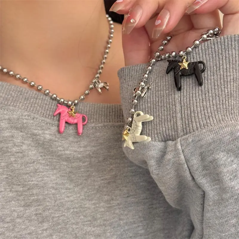 Cool Horse Pendant Necklaces For Women; Trendy Beaded Chokers; Hip Hop Inspired Necklace Accessories; Sweet Jewelry Gift Ideas