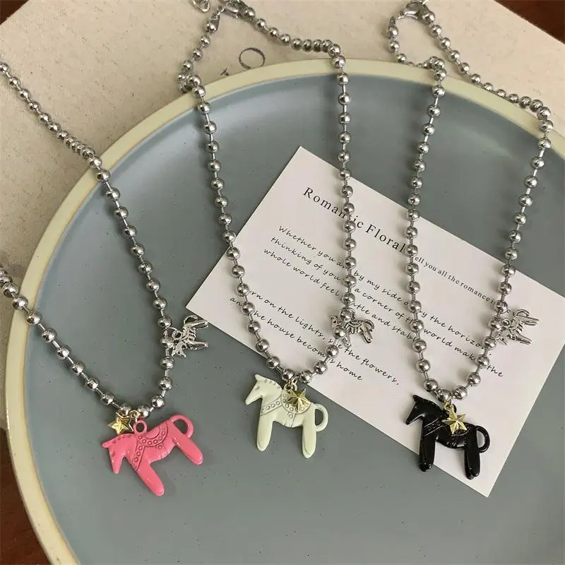 Cool Horse Pendant Necklaces For Women; Trendy Beaded Chokers; Hip Hop Inspired Necklace Accessories; Sweet Jewelry Gift Ideas
