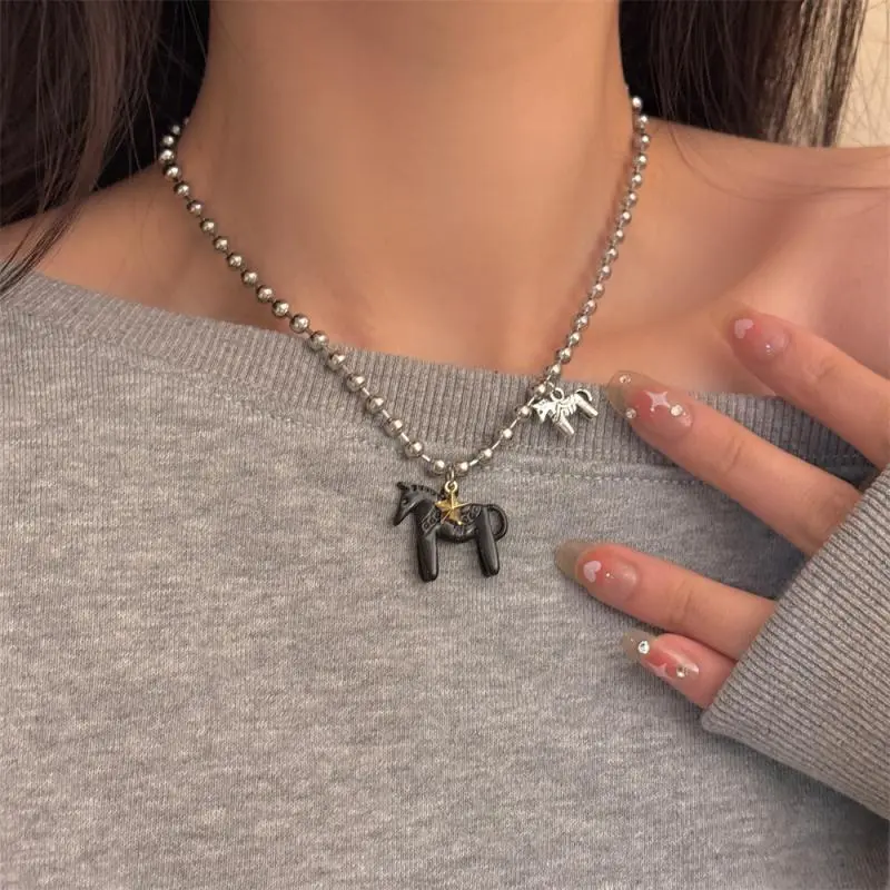 Cool Horse Pendant Necklaces For Women; Trendy Beaded Chokers; Hip Hop Inspired Necklace Accessories; Sweet Jewelry Gift Ideas