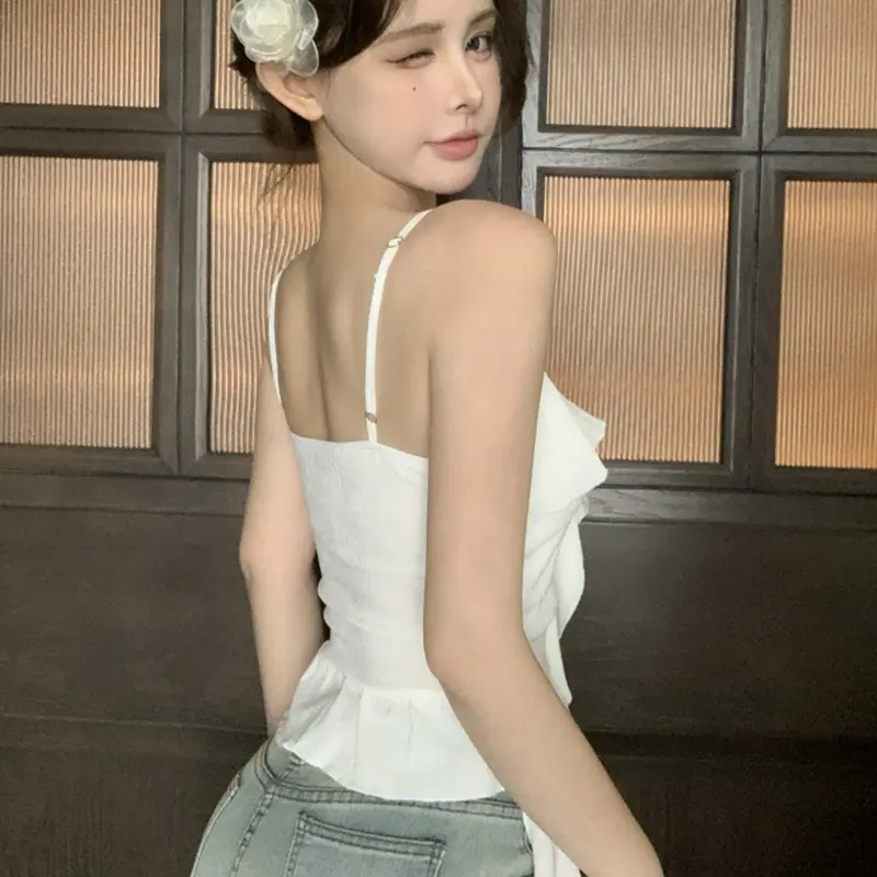 Pure Desire Ruffled Camisole Women's Design Sheath Summer Holiday Sling Top
