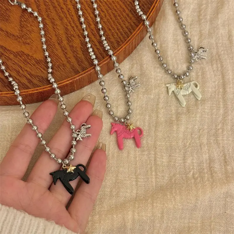 Cool Horse Pendant Necklaces For Women; Trendy Beaded Chokers; Hip Hop Inspired Necklace Accessories; Sweet Jewelry Gift Ideas