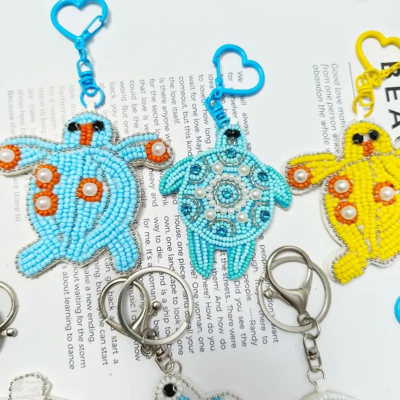 Handmade Marine Life Bead Patch Charms with Crystal Pendant