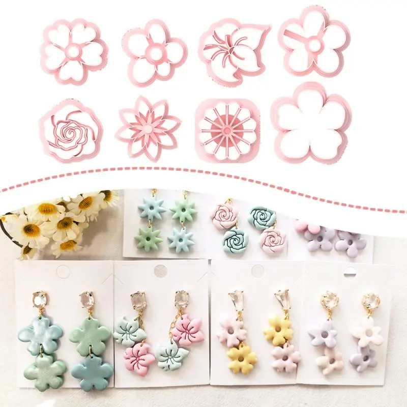 Floral Polymer Clay Cutters Flowers Leaf Shaped Earrings Dangle Clay Jewelry Pottery Clay Cutter Tools