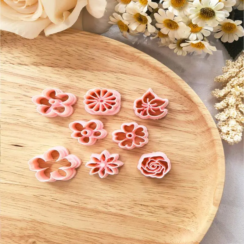 Floral Polymer Clay Cutters Flowers Leaf Shaped Earrings Dangle Clay Jewelry Pottery Clay Cutter Tools