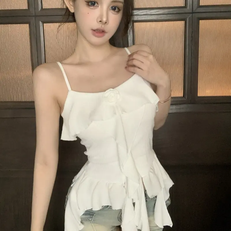 Pure Desire Ruffled Camisole Women's Design Sheath Summer Holiday Sling Top