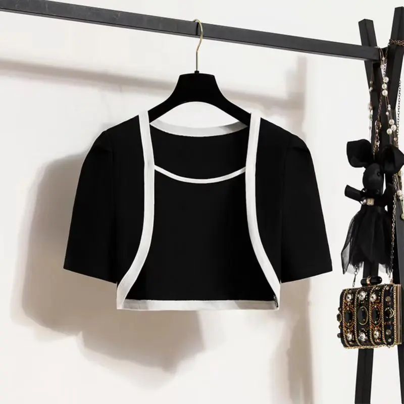 Plus Size Women's Versatile Suspender Long A-line Dress And Cardigan Top Two Pieces Set
