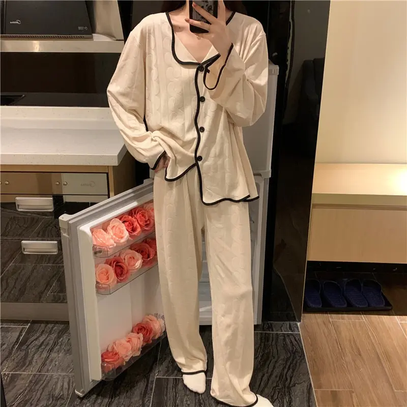 Women's Short-sleeved Pajamas Summer Cardigan Loose Solid Color Thin Home Clothes Suit Summer