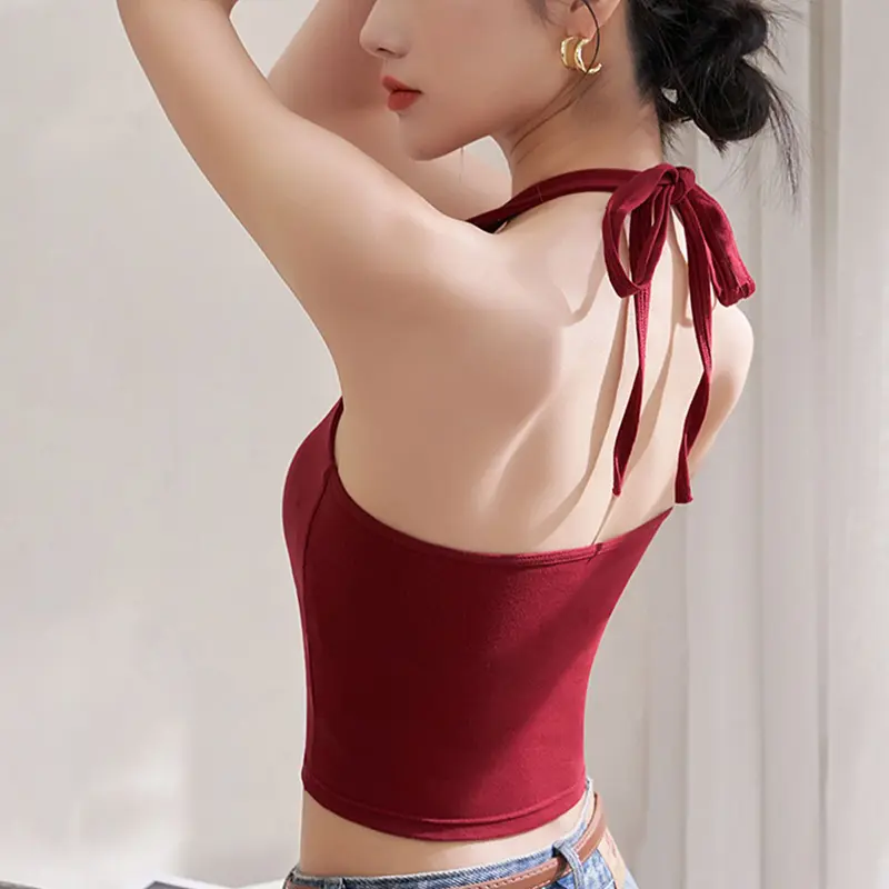 Summer Neck Hanging Backless Women's Vest Inner Matching Top Outer Wear Crew Neck Sleeveless Tank Top