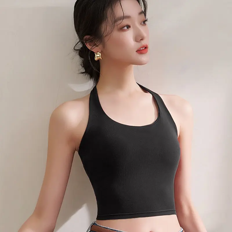 Summer Neck Hanging Backless Women's Vest Inner Matching Top Outer Wear Crew Neck Sleeveless Tank Top