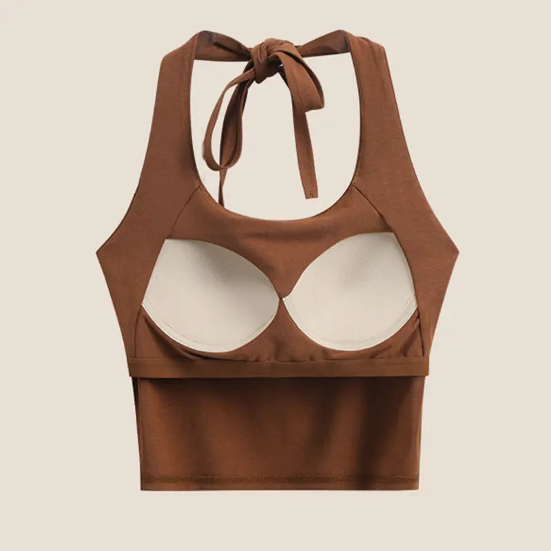 Summer Neck Hanging Backless Women's Vest Inner Matching Top Outer Wear Crew Neck Sleeveless Tank Top