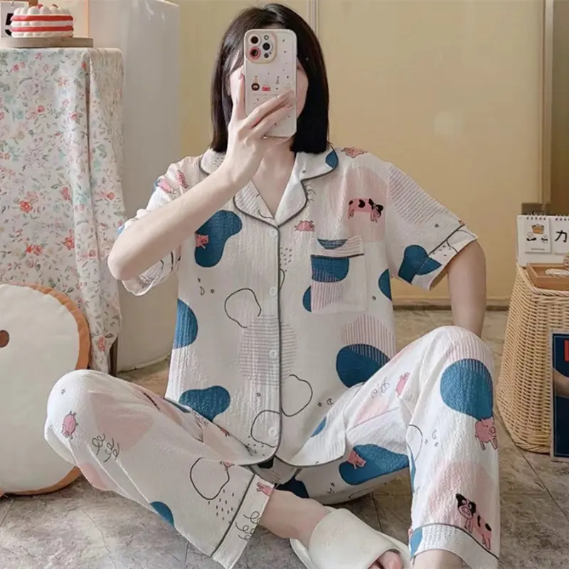 Women's Pajamas Summer Ins Princess Style Cute Short-sleeved Trousers Thin Home Clothes Suit
