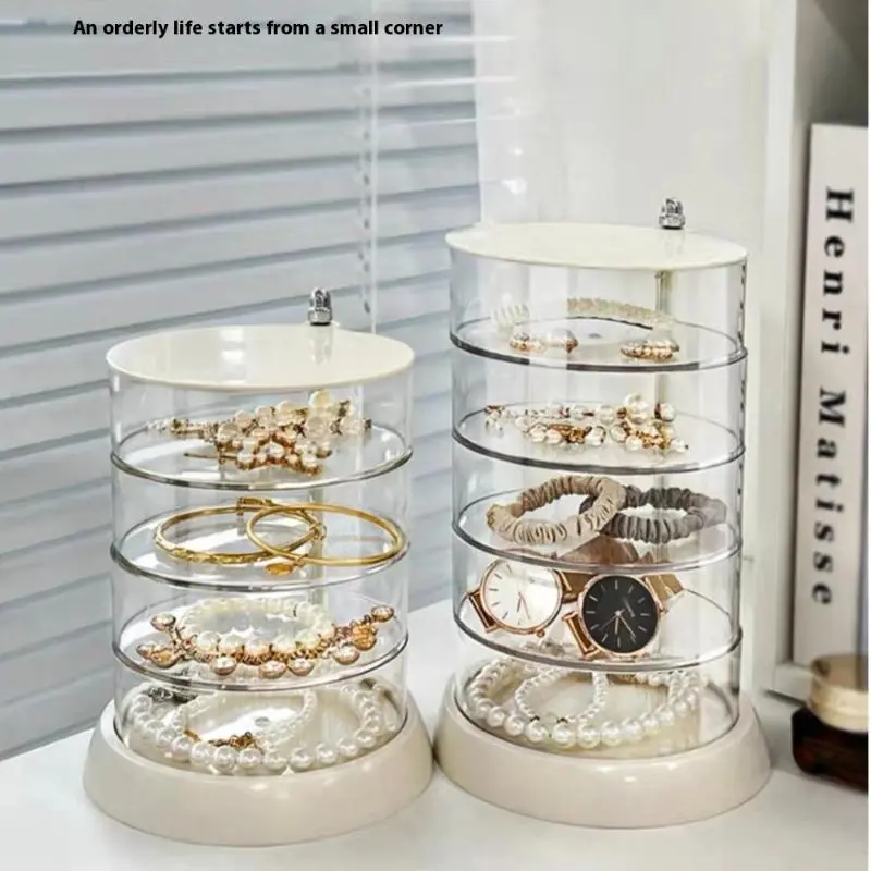 3/4/5-Layer Rotating Jewelry Organizer - Plastic Multi-Tier Storage Box, Transparent Hair Ring Display For Dressing Table