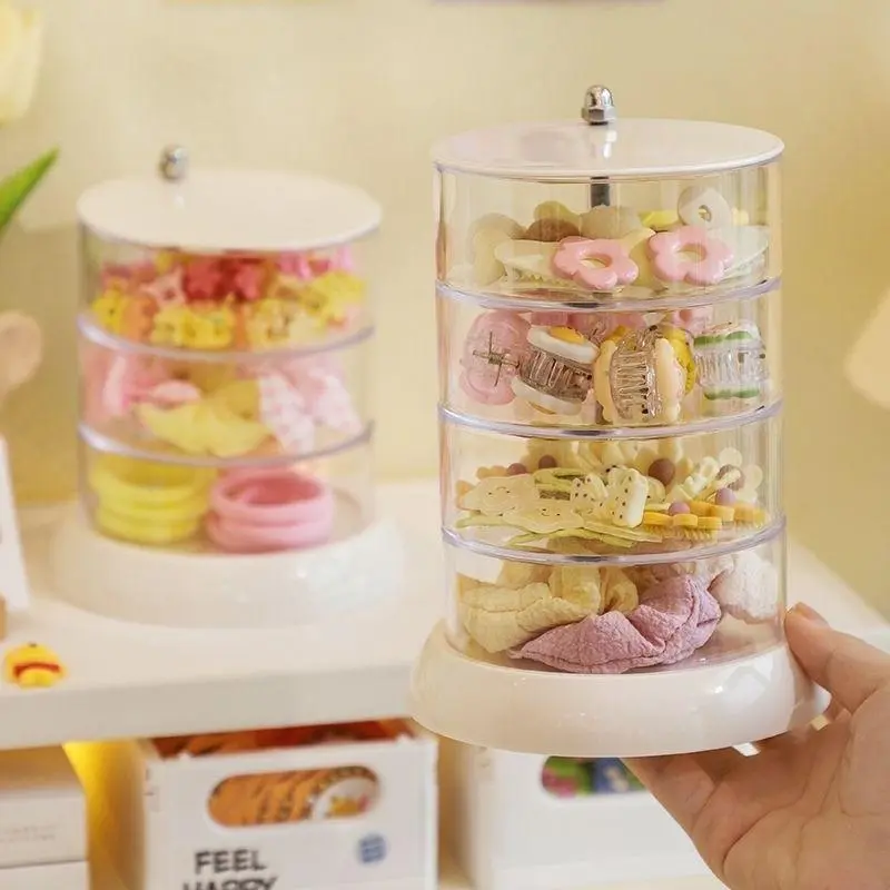 3/4/5-Layer Rotating Jewelry Organizer - Plastic Multi-Tier Storage Box, Transparent Hair Ring Display For Dressing Table