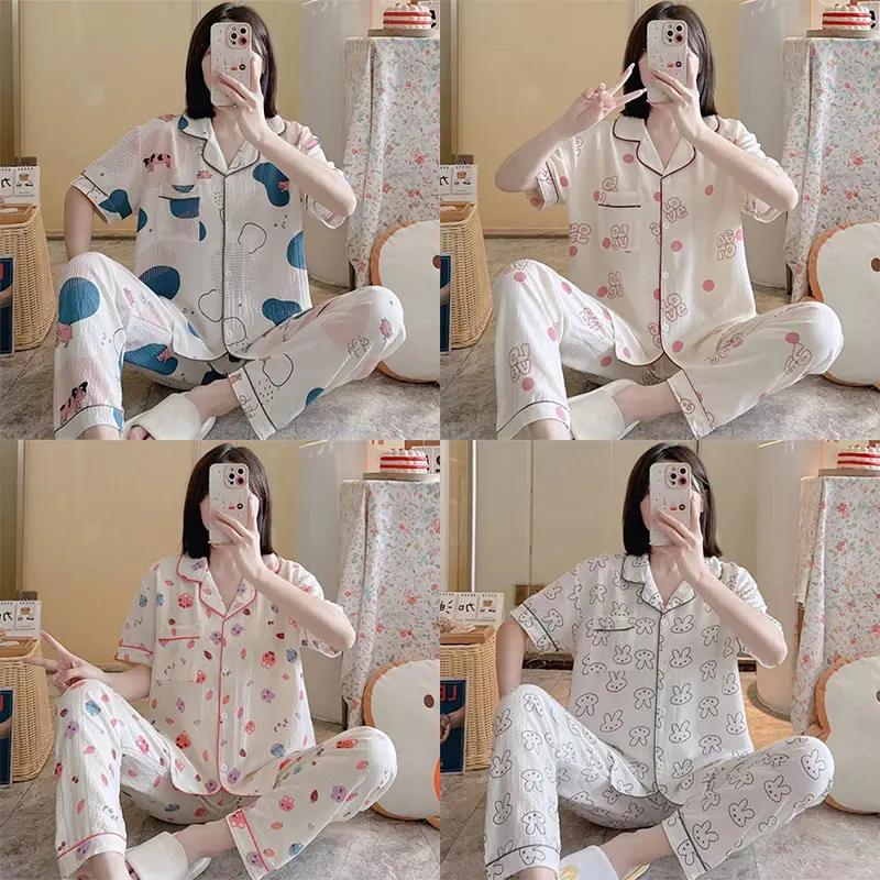 Women's Pajamas Summer Ins Princess Style Cute Short-sleeved Trousers Thin Home Clothes Suit