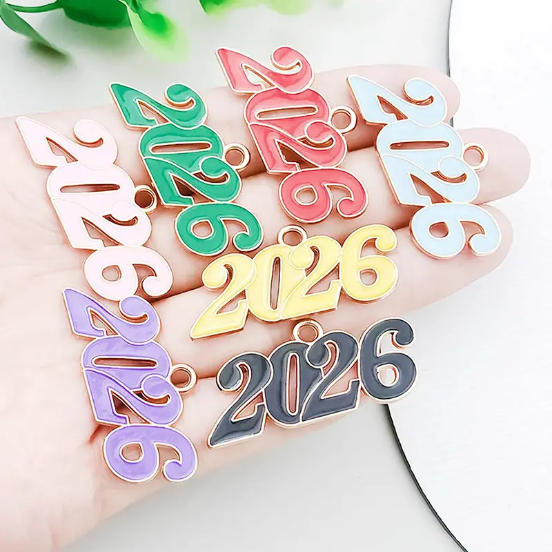 10/20/30pcs 2026 Charms Alloy Number Pendant For DIY Graduation Bracelet Necklace Earrings Keychain Jewelry Making Accessories