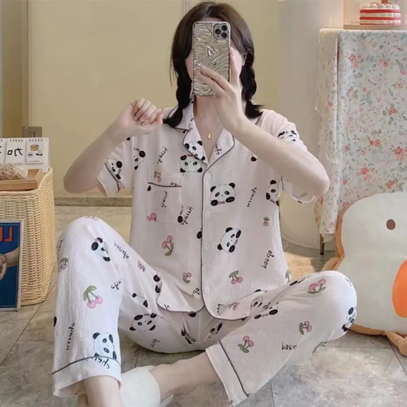 Women's Pajamas Summer Ins Princess Style Cute Short-sleeved Trousers Thin Home Clothes Suit