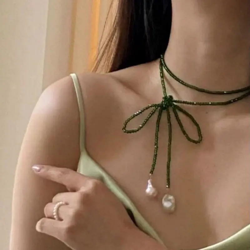 Stylish Sweater Chain Necklace with Imitation Pearls and Irregular Neck Design; Lovely Gift for Women and Girls.
