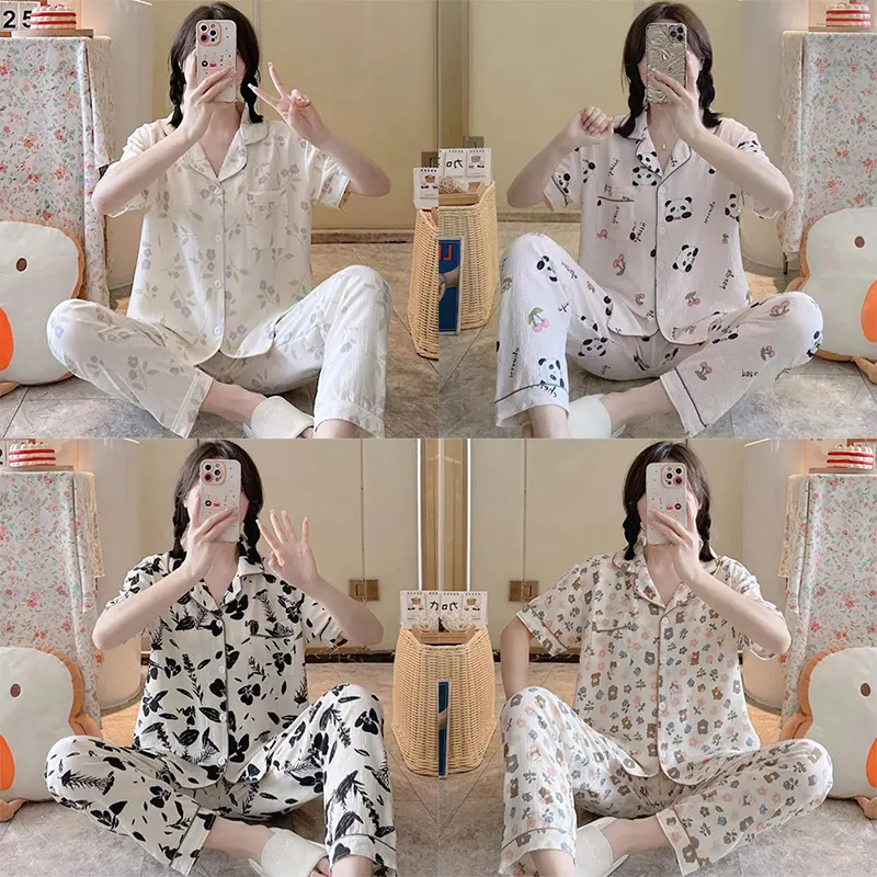 Women's Pajamas Summer Ins Princess Style Cute Short-sleeved Trousers Thin Home Clothes Suit
