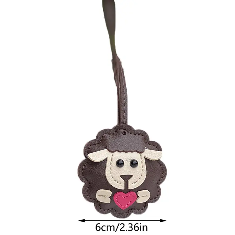 Lamb Keychain PU Leather Animals Keyring Hanging Ornament Backpack Handbag Charm Gift For Men Women Korean Bag Charms
