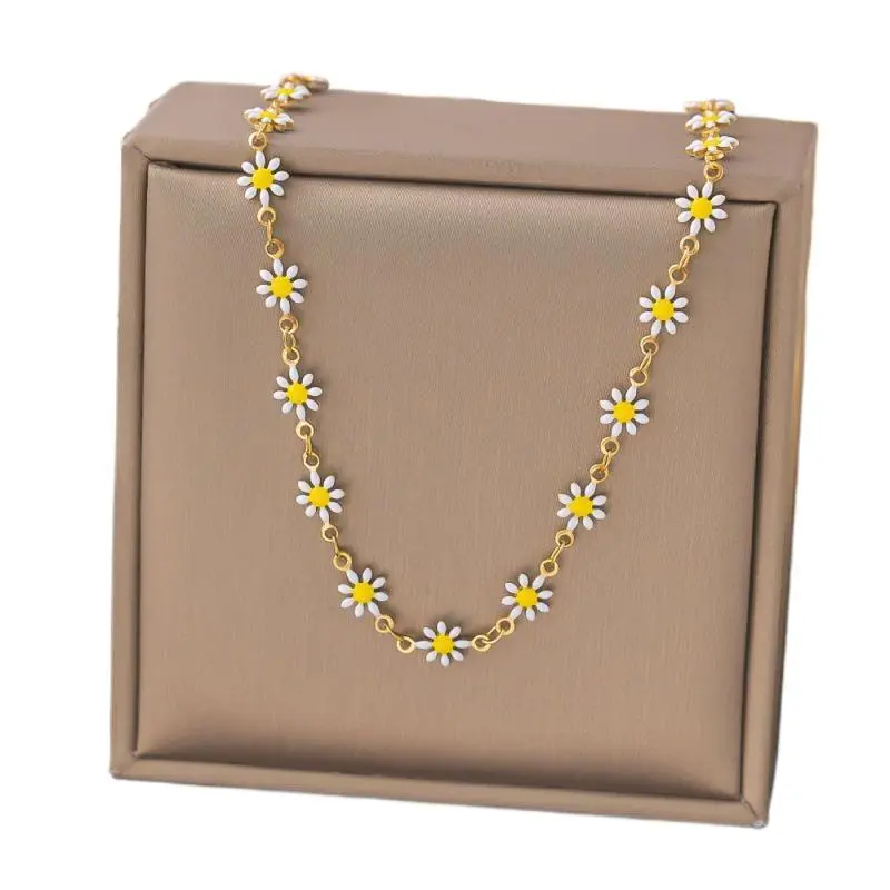 Kpop Flower Daisy Clavicle Chain Necklace For Women Summer Sweet Short Choker Fashion Statement Jewelry Gift Y2K Accessories