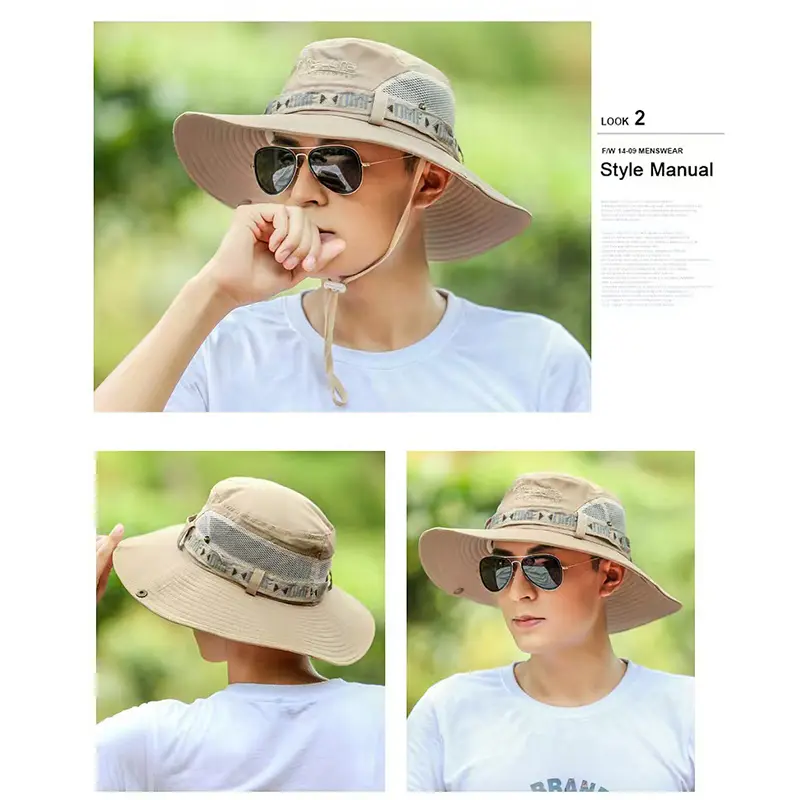 Mesh Fisherman Summer Hat for Men, Wide Brim Bucket Hat for UV Protection & Outdoor Activities
