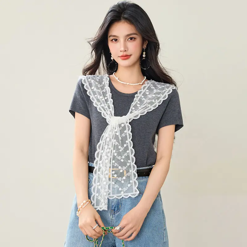 Korean Lace Flower Scarf Shawl Women Layered Accessories Multifunctional Scarf