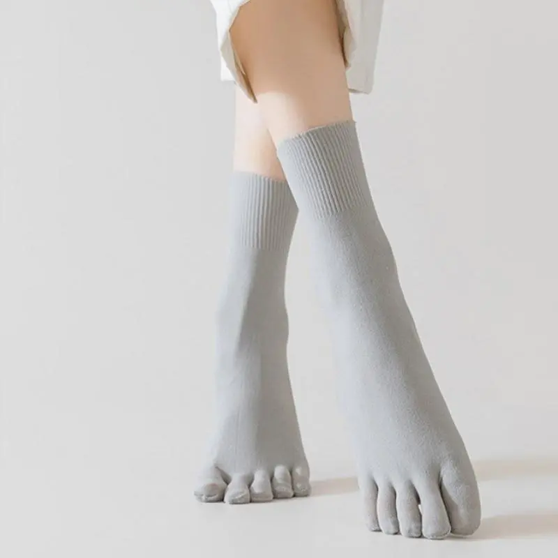 1Pair Slender Breathable Drying Short Hosiery Five Finger Socks, Monochromatic Split-toe Mid Gauge Socks