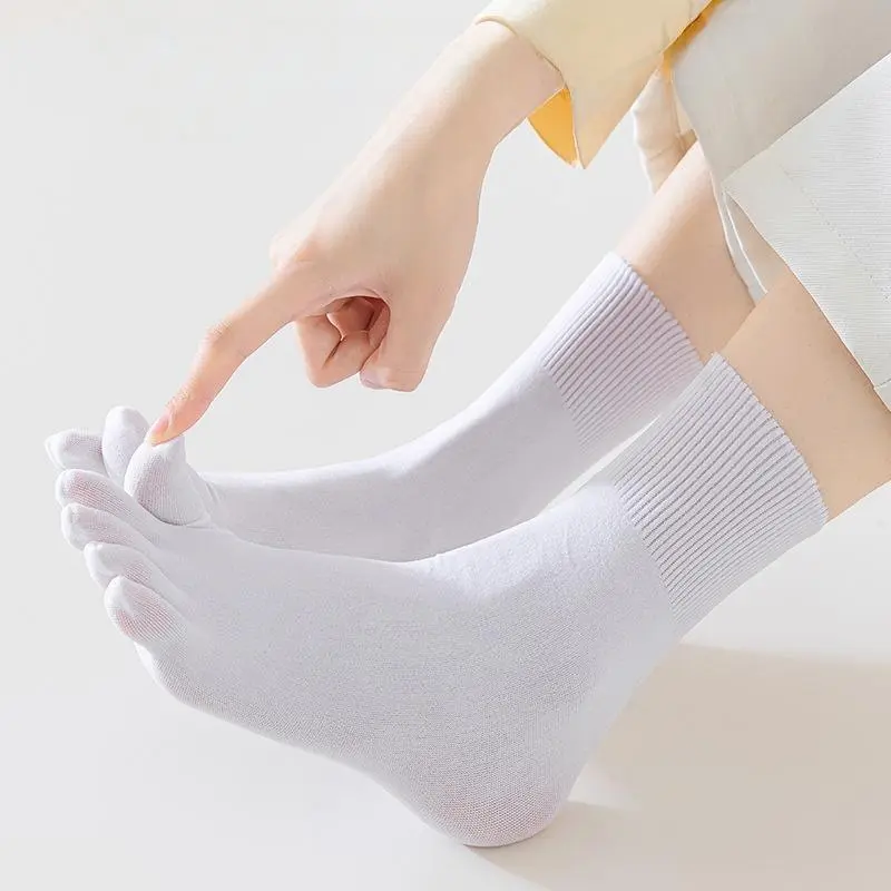 1Pair Slender Breathable Drying Short Hosiery Five Finger Socks, Monochromatic Split-toe Mid Gauge Socks