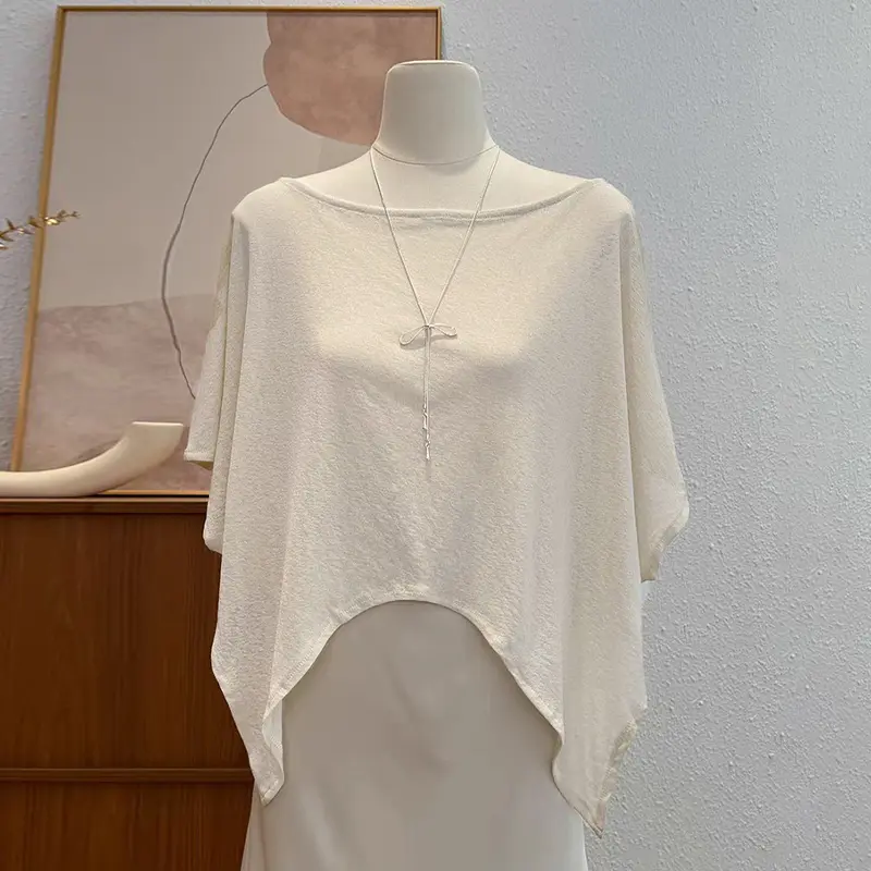 Fashionable Sun-Proof Loose One-Shoulder Solid Color Blouse For Women
