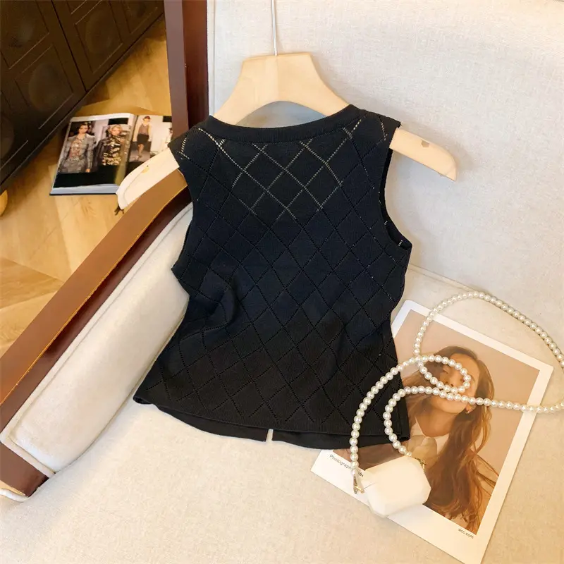Fashion Casual Elastic Slim Fit Sexy Elegant Knitted Vest Tops For Women