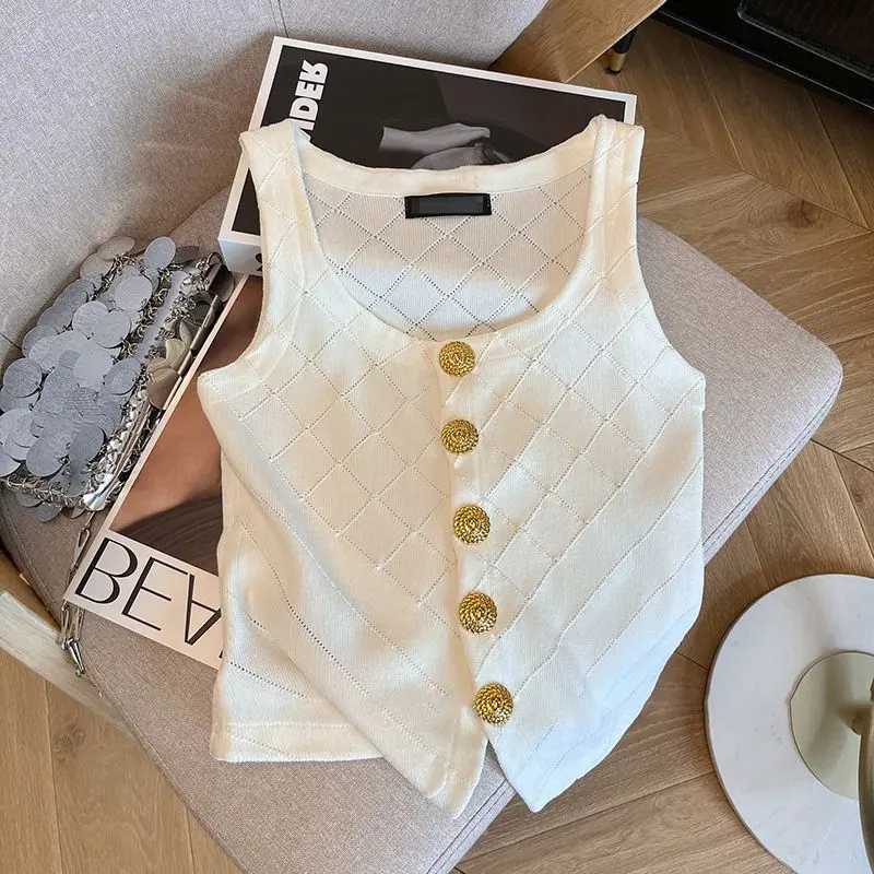 Fashion Casual Elastic Slim Fit Sexy Elegant Knitted Vest Tops For Women