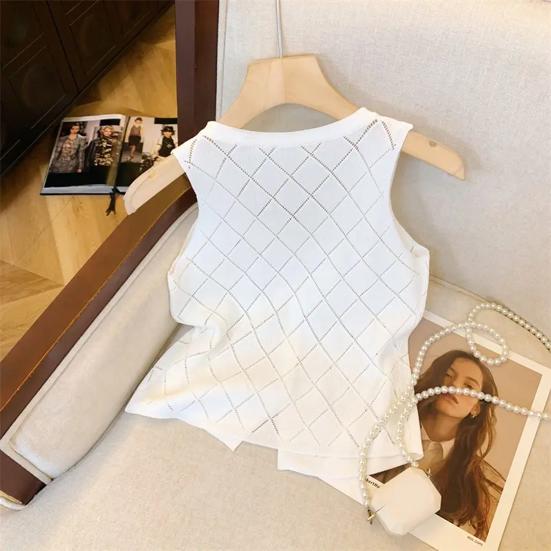 Fashion Casual Elastic Slim Fit Sexy Elegant Knitted Vest Tops For Women