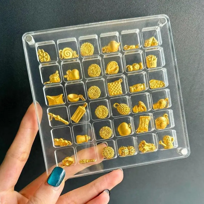 36/64/100 Grids Small Gold Bean Storage Box Acrylic Gold Transfer Pendant Compartment Collection Box Antioxidant Display Box