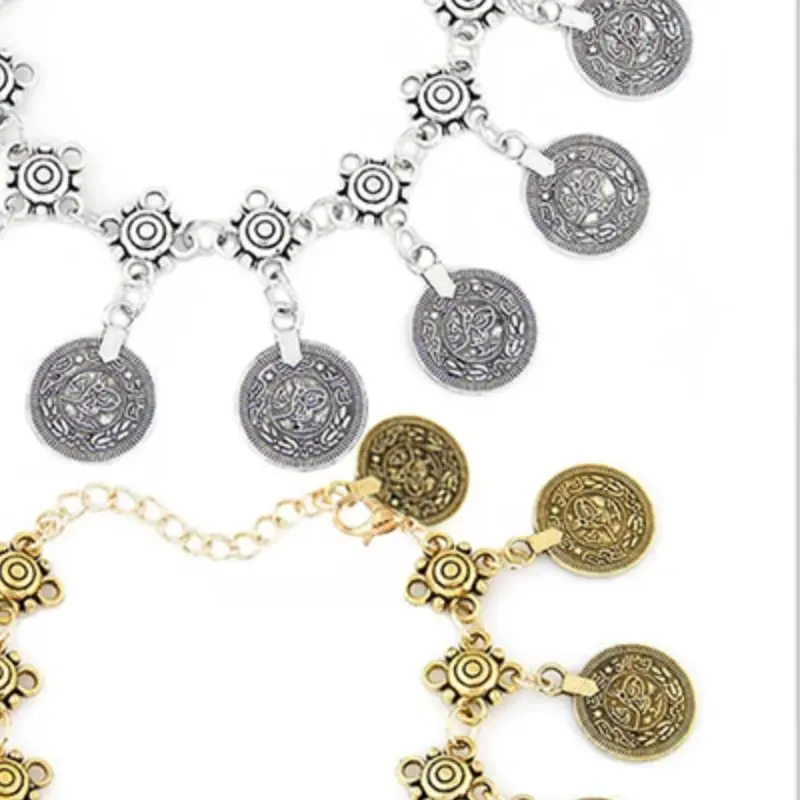 Vintage Bohemian Metal Tassel Barefoot Beach Foot Anklet Luxury Charm Coin Ankle Bracelet For Women Friendship Jewelry