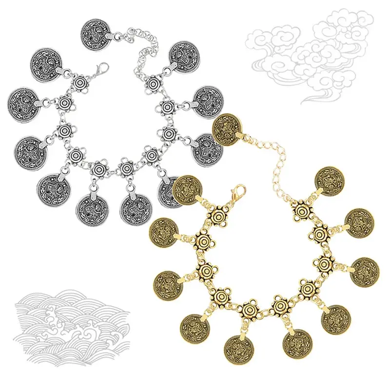 Vintage Bohemian Metal Tassel Barefoot Beach Foot Anklet Luxury Charm Coin Ankle Bracelet For Women Friendship Jewelry