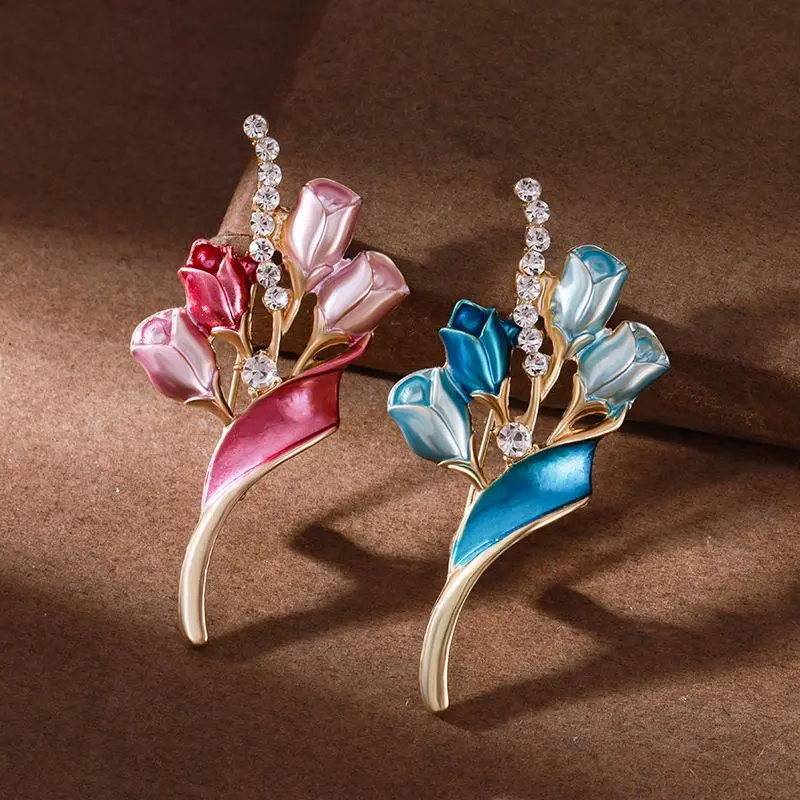 Fashion Elegant Flower Tulip Brooches For Women Clothing Coat Jewelry Accessries Gift