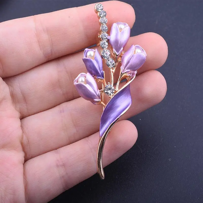 Fashion Elegant Flower Tulip Brooches For Women Clothing Coat Jewelry Accessries Gift