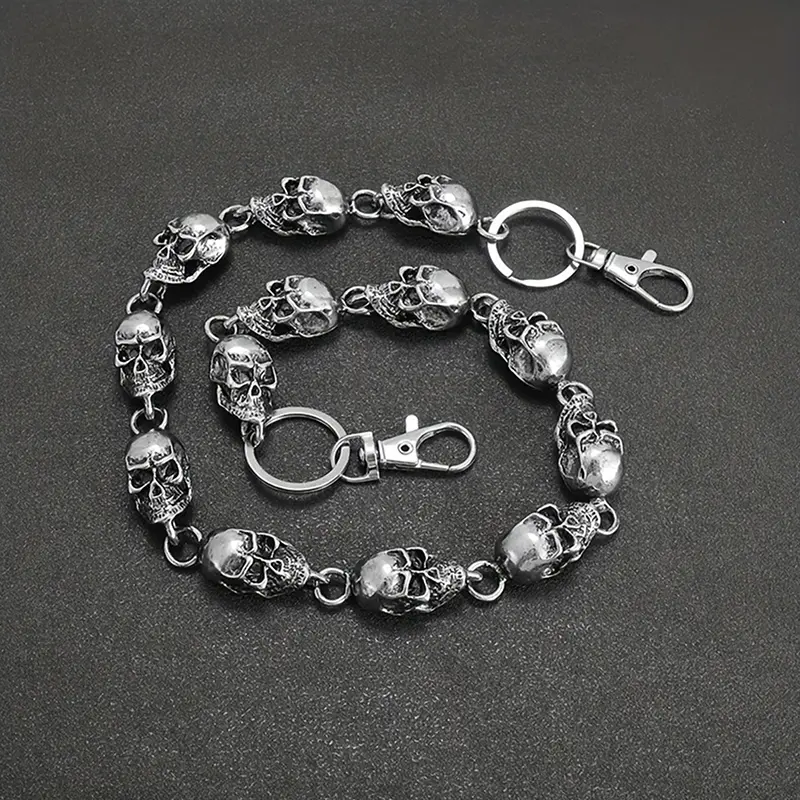 Rock Fashion Heavy Waist Chain with Skull Wallet Men's Vintage Gothic Punk