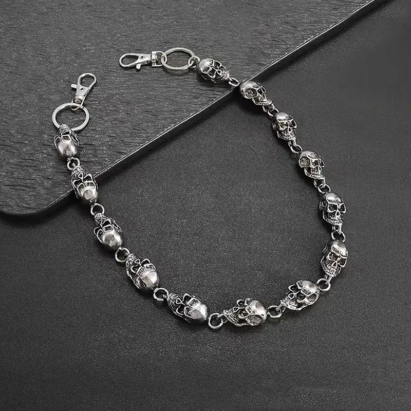 Rock Fashion Heavy Waist Chain with Skull Wallet Men's Vintage Gothic Punk