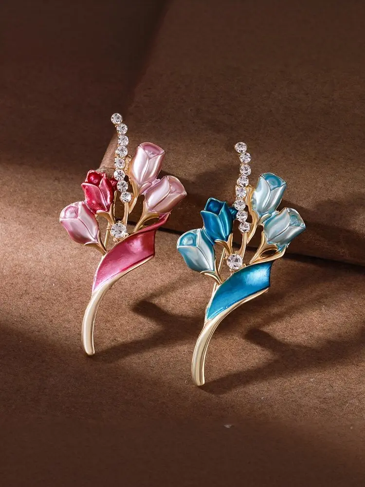 Fashion Elegant Flower Tulip Brooches For Women Clothing Coat Jewelry Accessries Gift