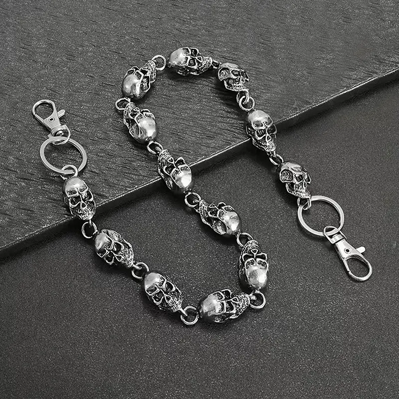 Rock Fashion Heavy Waist Chain with Skull Wallet Men's Vintage Gothic Punk