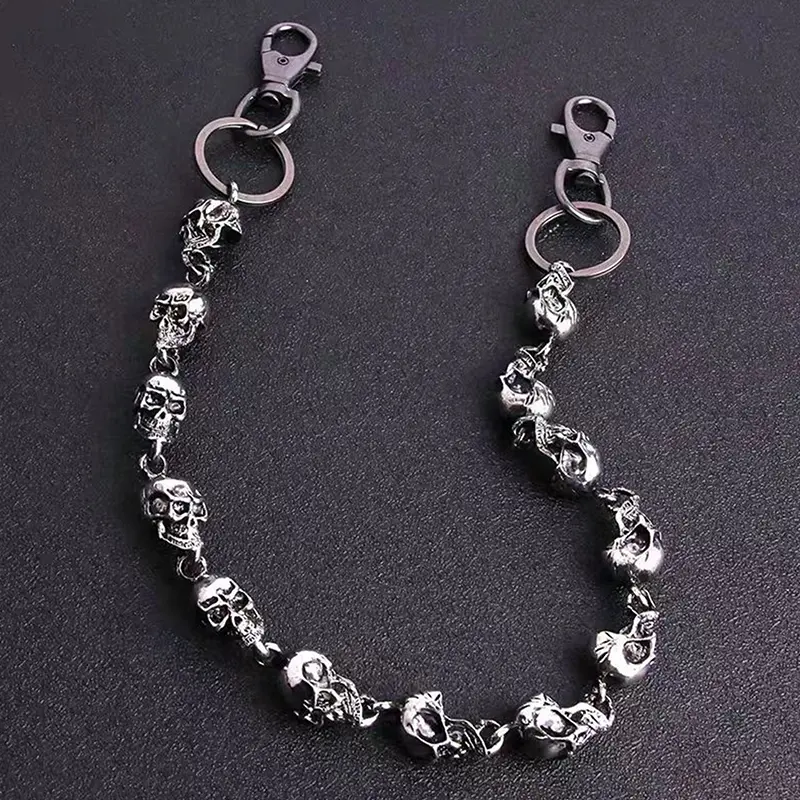 Rock Fashion Heavy Waist Chain with Skull Wallet Men's Vintage Gothic Punk