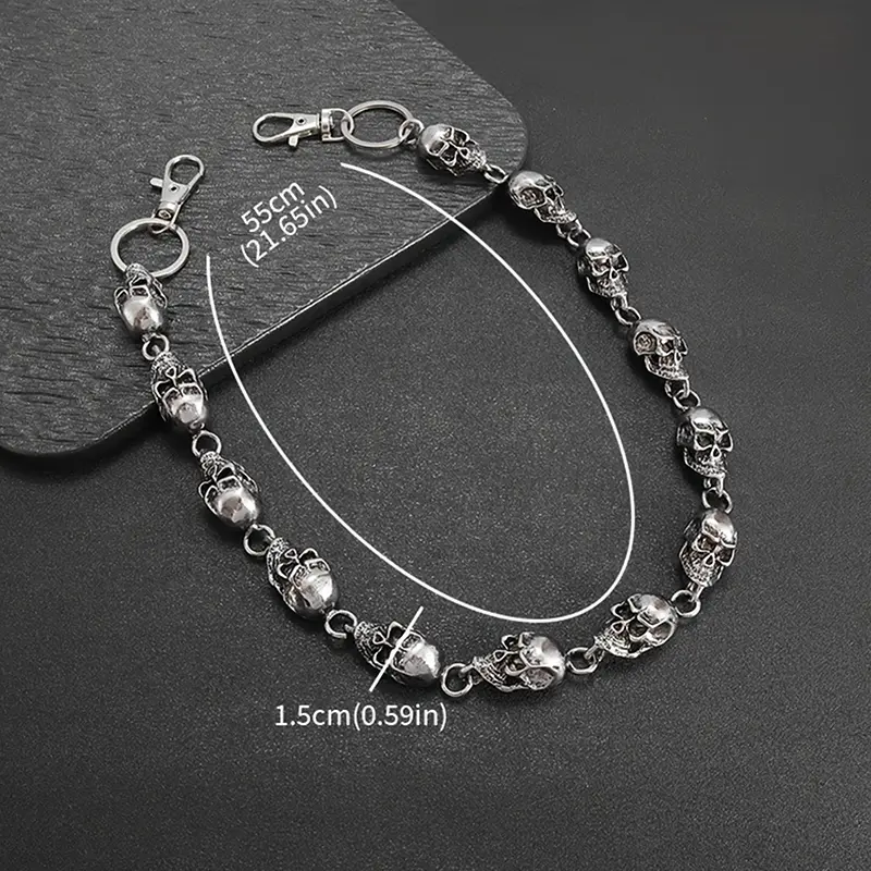 Rock Fashion Heavy Waist Chain with Skull Wallet Men's Vintage Gothic Punk