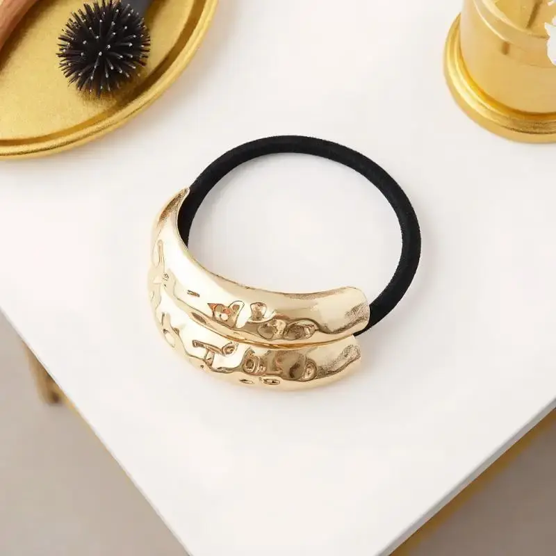 Hot Sale Fashion Metal Irregular Double-Layer Hair Bands Rope Women Headband Elastic Hairband Ponytail Holder Hair Accessories