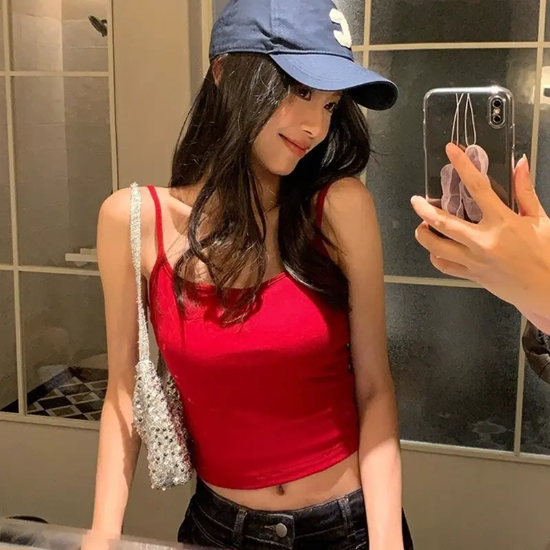 Summer Women's Fashion Y2K Sexy Hollow Backless Sleeveless Slim Camisole With Chest Pad